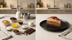 Nepečený kávovo-čokoládový dezert se sušenkami: krémové řezy z lednice