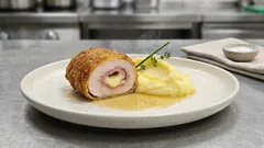 Kuřecí Cordon Bleu s bramborovým pyré: křupavý obal a šťavnatý střed