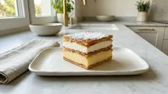 Domácí krémeš z listového těsta: nadýchaný žloutkový krém a pevná šlehačka