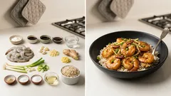 Krevety v česnekovo-zázvorové omáčce: rychlá večeře s rýží jako z bistra