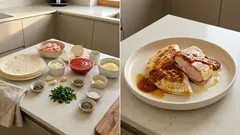 Plněné kuřecí tortilly na pánvi s rajčatovou omáčkou – rychlý oběd i večeře