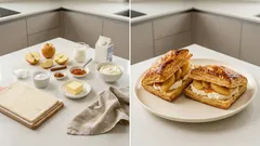 Křupavé taštičky z listového těsta s jablky a mascarpone krémem – hotové snadno