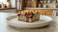 Švestkový koláč s mákem a drobenkou: vláčné jogurtové těsto na plech