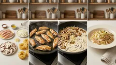 Krémové kuřecí fettuccine se žampiony – jednoduchá smetanová omáčka z jedné pánve