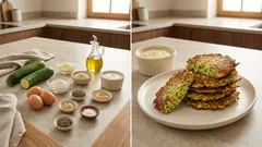 Cuketové placičky z trouby: křupavé okraje, vláčný střed a jogurtový dresink