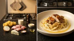 Těstoviny s kuřecím a nivovou omáčkou: krémová večeře hotová za chvilku