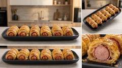 Párečky v listovém těstě se slaninou a sezamem: křupavý party snack z trouby