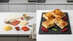 Křupavé jednohubky z listového těsta se sýrem a uzeninou – ideální na oslavu