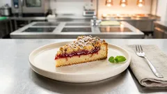 Drobenkový koláč se zakysanou smetanou a džemem – křupavý navrch, šťavnatý uvnitř