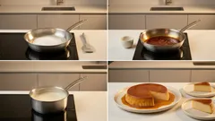 Karamelový dezert bez pečení: krémový, s jogurtem a borůvkami