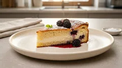 Jemný tvarohový koláč s ostružinami: nadýchané těsto a krémová náplň