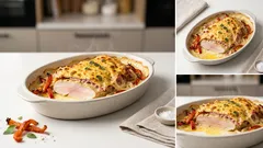 Zapečená kuřecí prsa se šunkou a sýrem – šťavnatá večeře z jednoho plechu