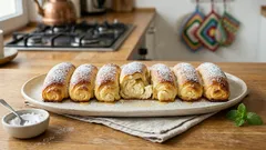 Tvarohové ruličky s máslem a cukrem: křehké pečivo bez kynutí