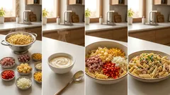 Těstovinový salát se šunkou a sýrem: krémová zálivka a skvělý i do krabičky