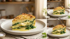 Zapečený bramborovo-špenátový koláč se sýrem: křupavá krusta, vláčné pyré