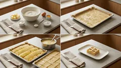 Jablečný zákusek s vanilkovým pudinkem a mřížkou – křehký koláč na plech