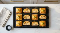 Listové čtverečky se šunkou a taveným sýrem: rychlé slané pohoštění