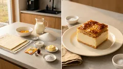 Francouzský vanilkový krémeš z listového těsta: křupavé pláty a pevný krém